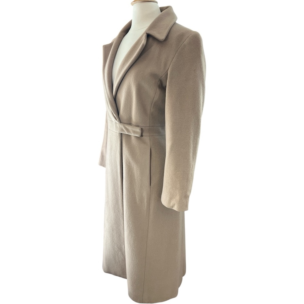 Vintage Chaiken Wool Tan/Camel Maxi Modern Classic Style Coat Size 2 - Picture 3 of 17